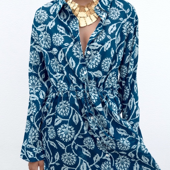 Zara limited edition printed cotton shirt dress you cannot miss this summer - Picture 2 of 8